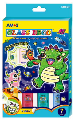 Amos Glass Deco - Glow in the dark 7 Colours x 22 ml - Dreampiece Educational Store